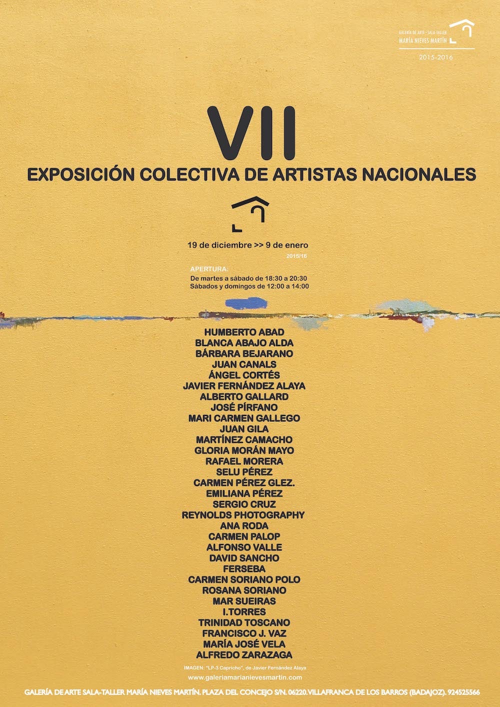 El próximo sábado 19 de diciembre se inaugura la VII Exposición Colectiva de Artistas Nacionales