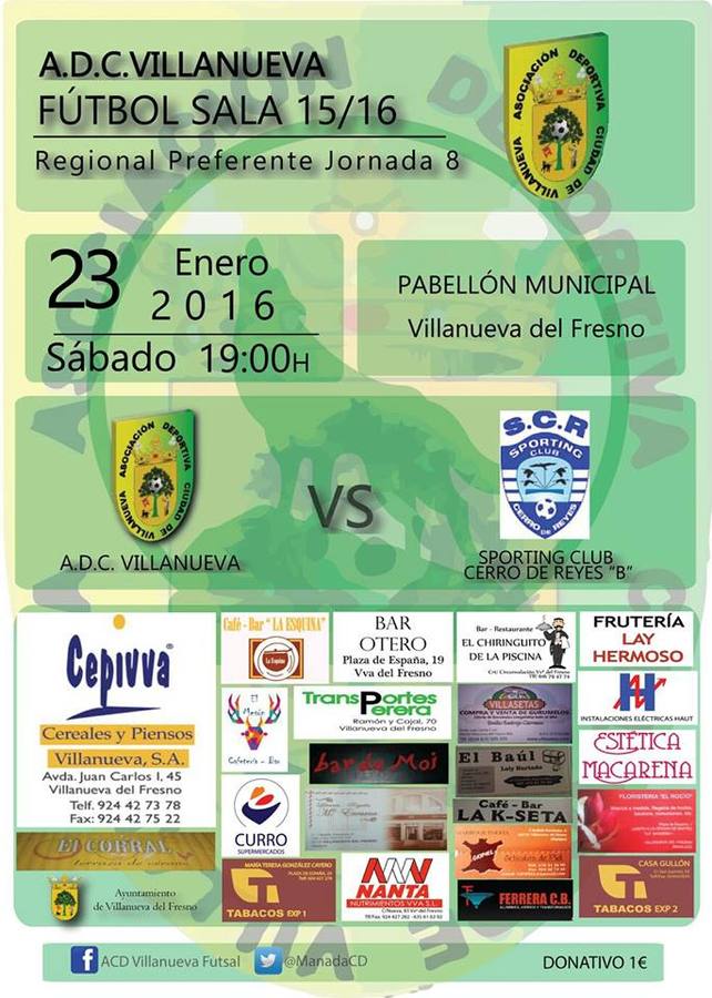 El ADC Villanueva Fútsal luchará por los puntos contra el Sporting Club Cerro de Reyes B