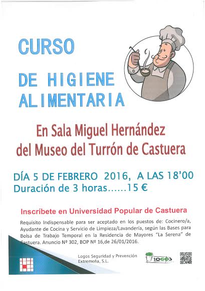 La Universidad Popular de Castuera organiza un curso formativo sobre Higiene Alimentaria