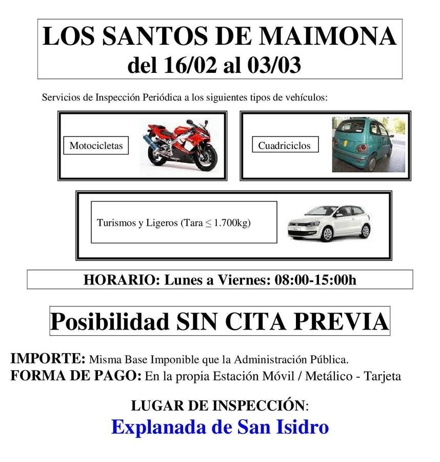 Una ITV móvil se instalará en la explanada de San Isidro