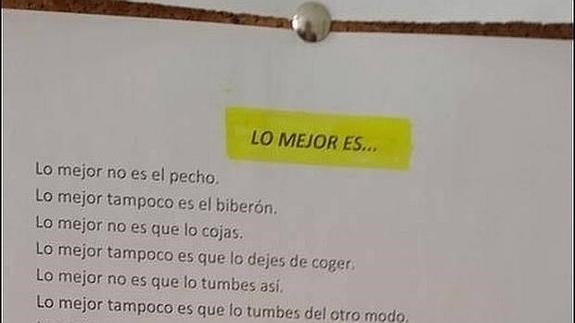 «Lo mejor no es el pecho. Lo mejor tampoco es el biberón»