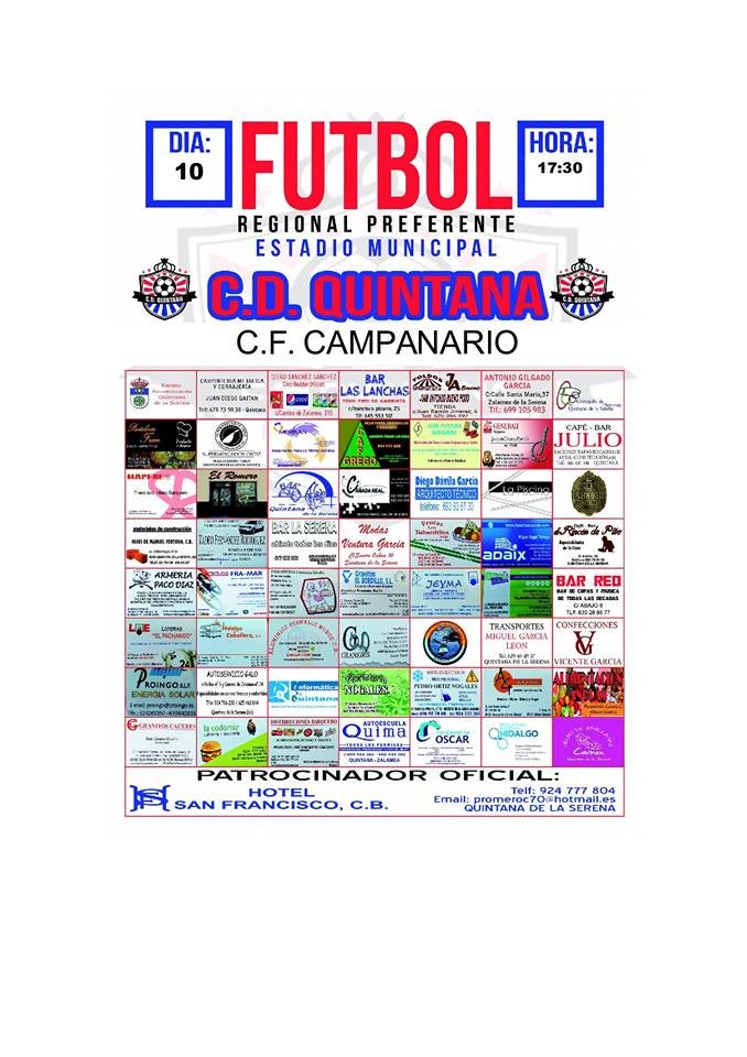 El CD Quintana recibe el domingo al CF Campanario