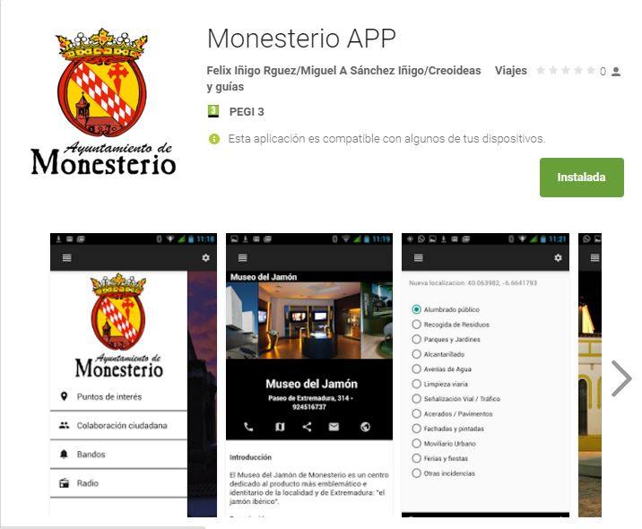 Ya está disponible en Google Play la aplicación de Monesterio