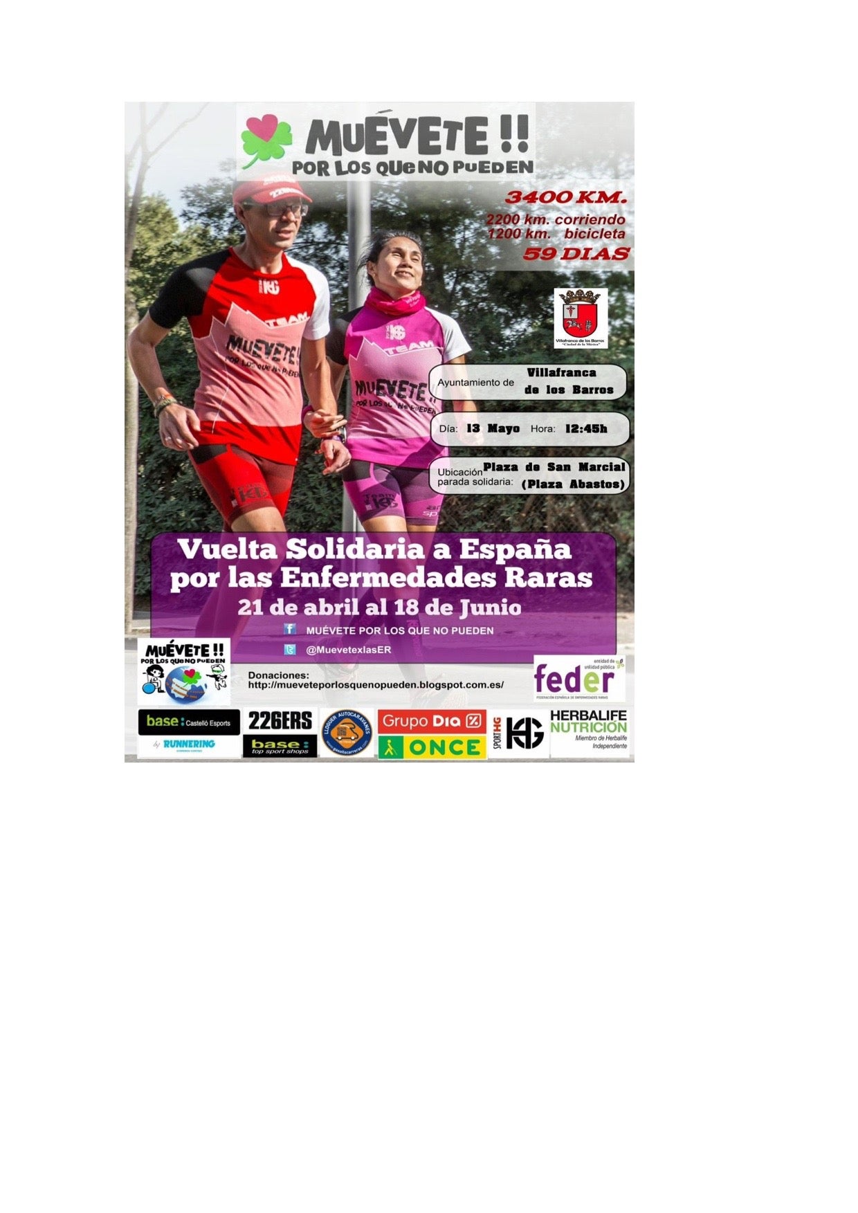 La Vuelta Solidaria a España por las Enfermedades Raras llega el viernes a Villafranca