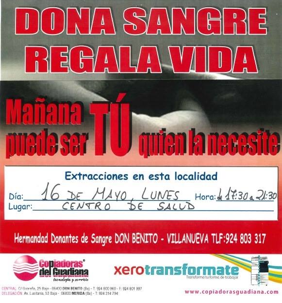 Una unidad del Banco de Sangre realizará el próximo lunes extracciones en la localidad