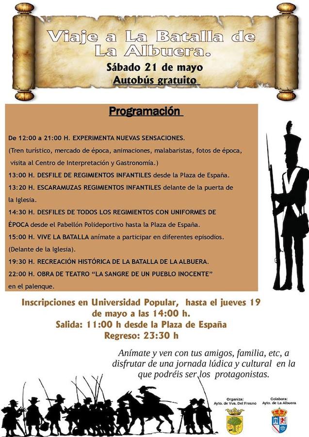 El Ayuntamiento de la Albuera fleta un autobús gratuito para asistir a su famosa Batalla