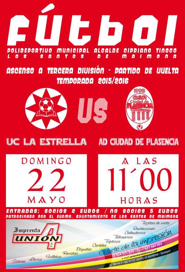 El partido La Estrella- Ciudad de Plasencia será definitivamente el domingo a las 11 de la mañana