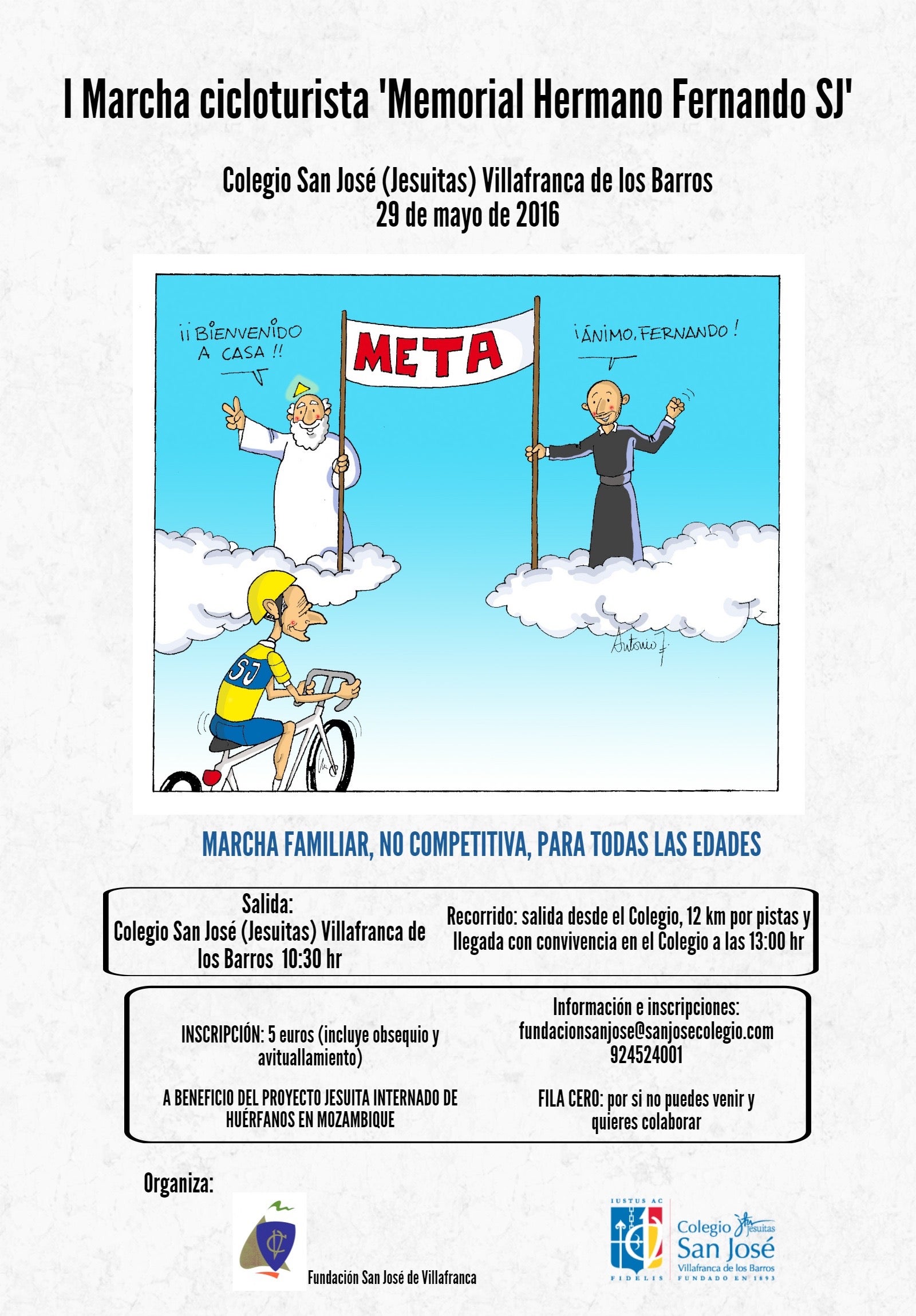 El Colegio San José promueve el próximo 29 de mayo la I Marcha Cicloturista Memorial Hermano Fernando SJ
