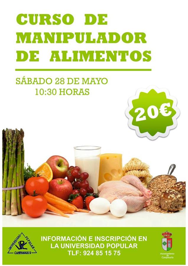 Curso de manipulador de alimentos, este sábado en Campanario