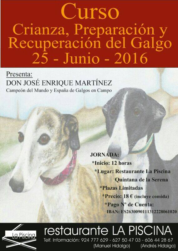 El 25 de junio se celebra un curso de crianza, preparación y recuperación del galgo
