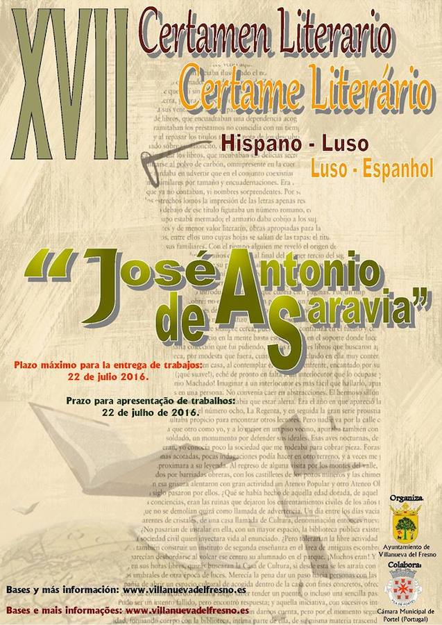 Convocado el XVII Certamen Hispano-Luso ‘José Antonio de Saravia’