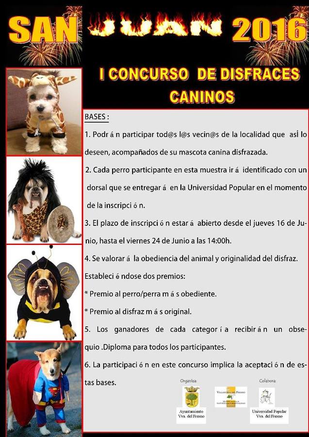El I Concurso de Disfraces Caninos se desarrollará en la Fiesta de San Juanito