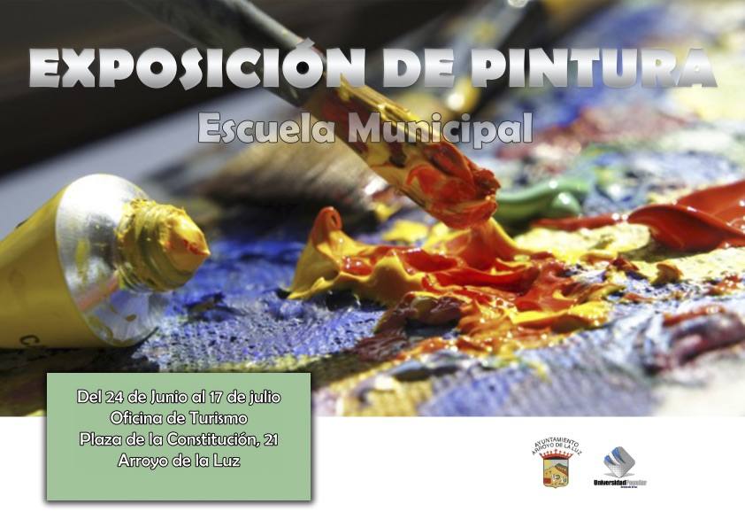 Los alumnos del Aula de pintura exponen sus trabajos en la Oficina de Turismo de la localidad