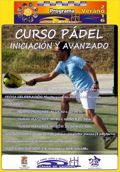 Abierto el plazo de inscripción para el curso de pádel