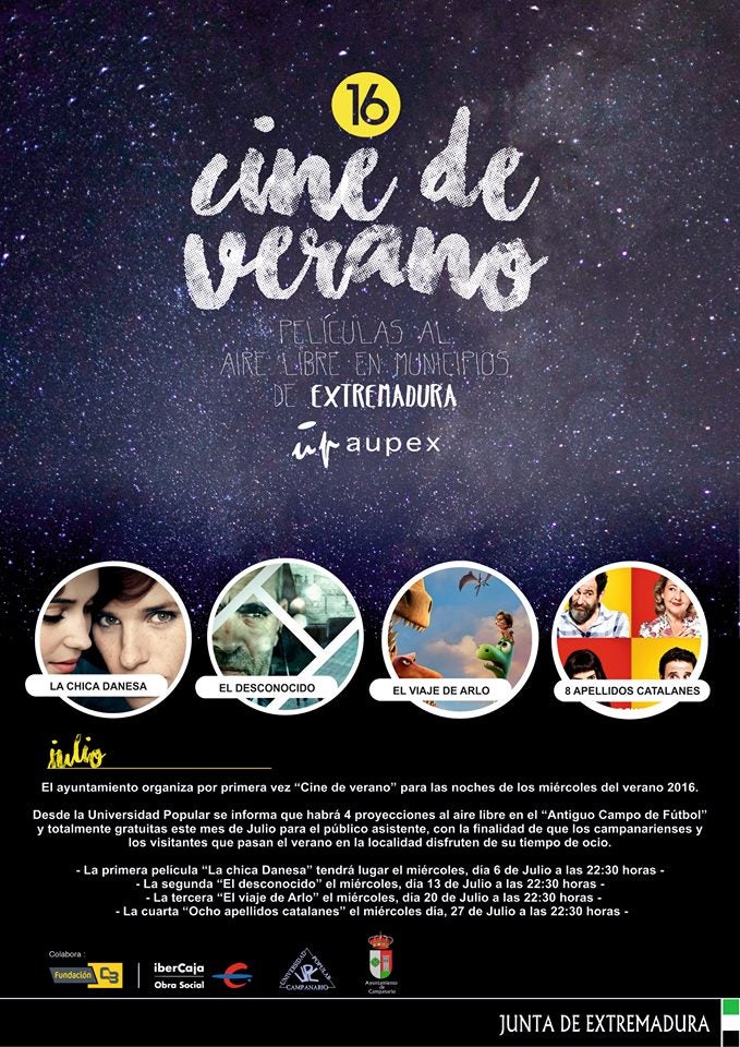 Este miércoles 6 arranca el ciclo de cine de verano en Campanario