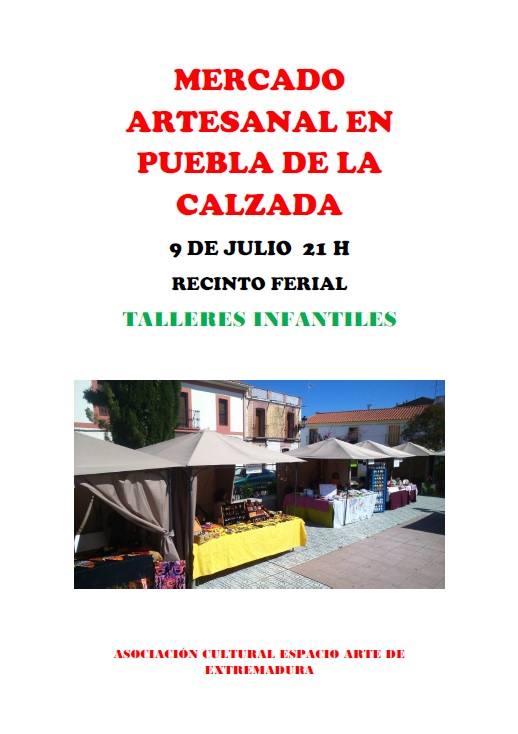 Mercado artesanal en Puebla de la Calzada el próximo 9 de julio a partir de las 21:00 horas