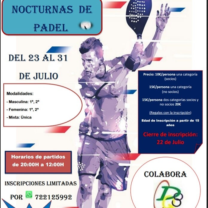 La cuarta edición de 48 horas de pádel nocturnas se celebrará del 23 al 31 de julio