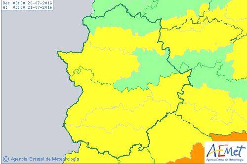 La provincia de Badajoz, la Meseta Cacereña y el Tajo y Alagón, en alerta amarilla por altas temperaturas