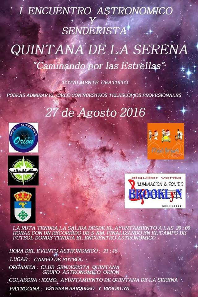 Quintana acogerá el 27 de agosto el primer encuentro astronómico y senderista