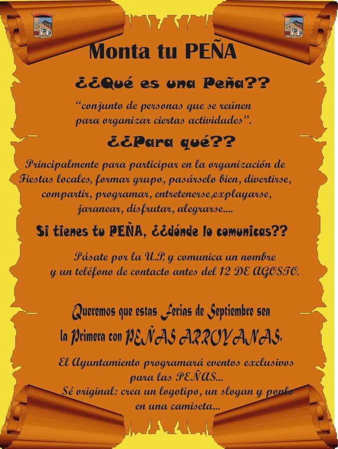 El ayuntamiento lanza una iniciativa para fomentar la creación de peñas arroyanas