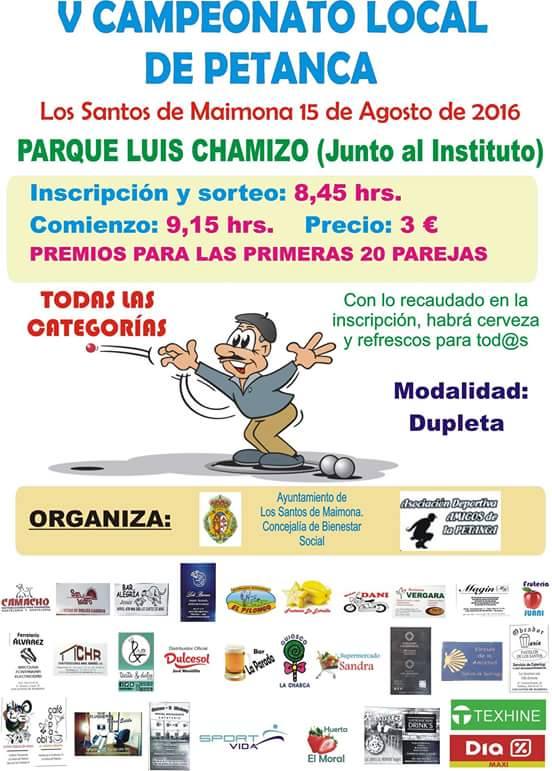 El próximo lunes fiesta de la petanca en el Parche Luis Chamizo