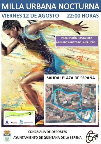 La milla urbana nocturna será el viernes 12 de agosto en la plaza de España