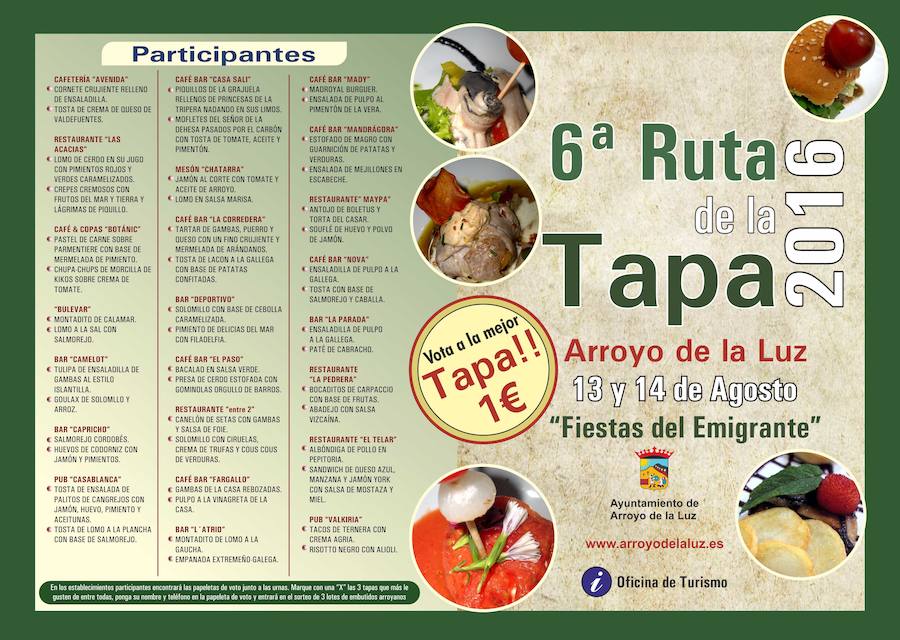23 establecimientos participarán en la 6ª Edición de la Ruta de la Tapa