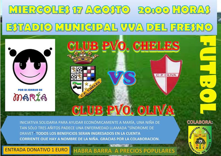 Encuentro solidario de fútbol Cheles-Oliva a favor de María