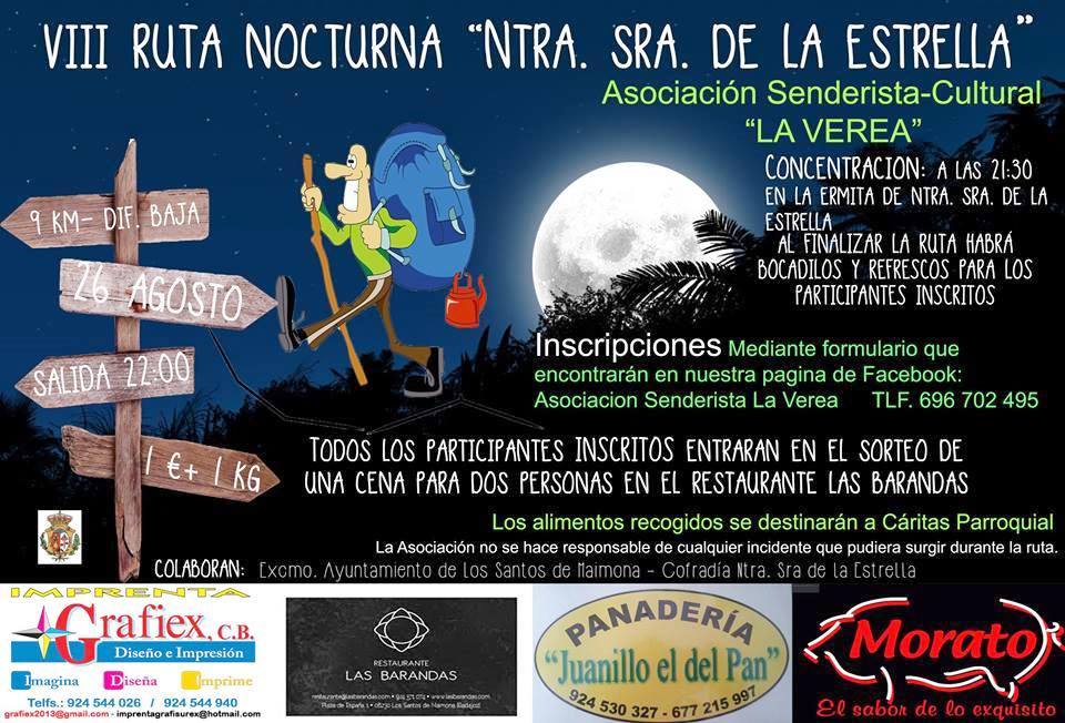El próximo viernes ruta senderista nocturna en honor a la Virgen de la Estrella