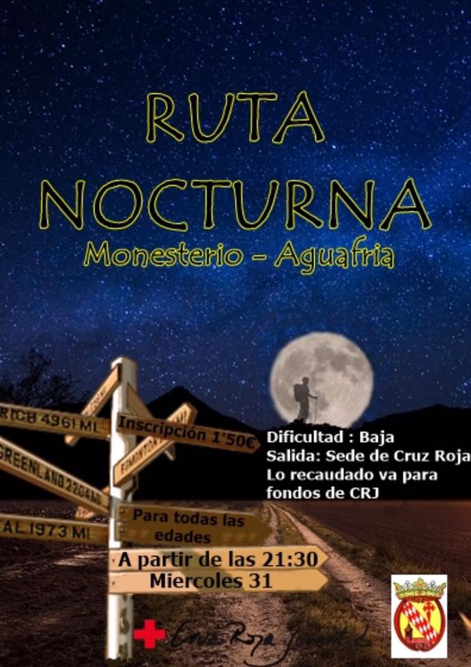 Hoy, ruta nocturna de Cruz Roja Juventud: Monesterio-Aguafría