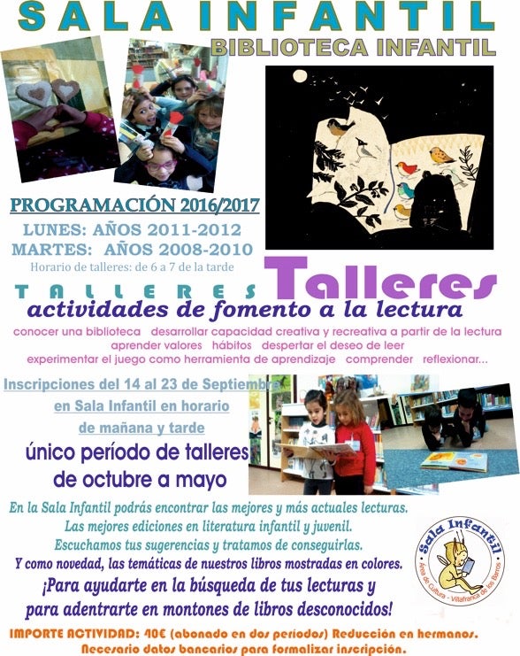 La Sala Infantil de la Casa de la Cultura oferta sus talleres para la nueva temporada