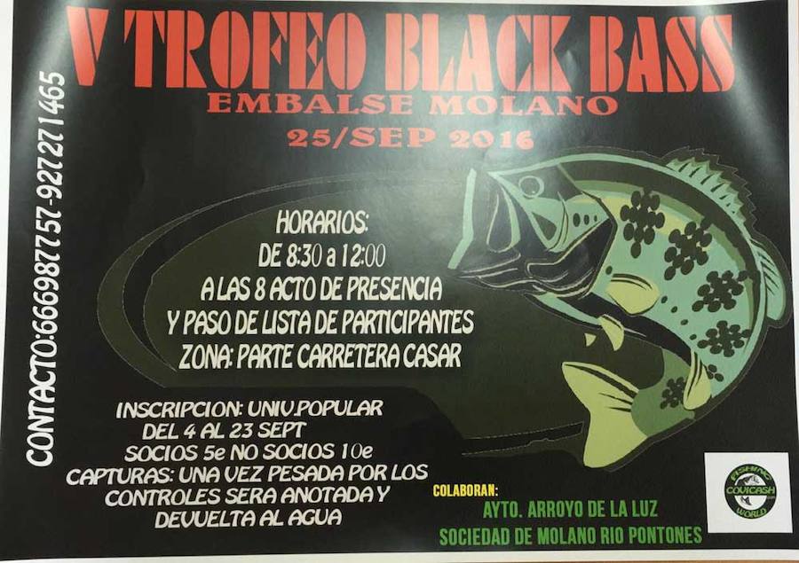 La localidad celebrará el V Trofeo de black bass en el Embalse Pontones