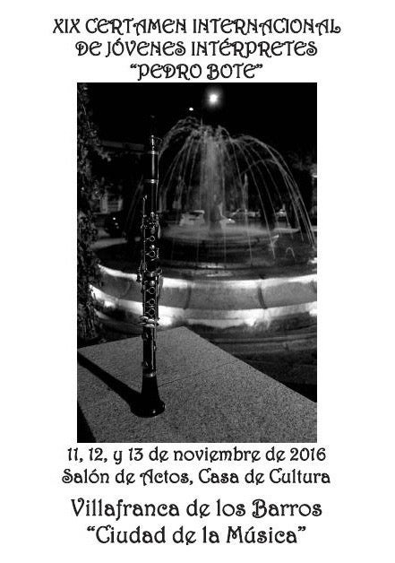 El XIX Certamen Pedro Bote se celebrará los días 11, 12 y 13 de Noviembre