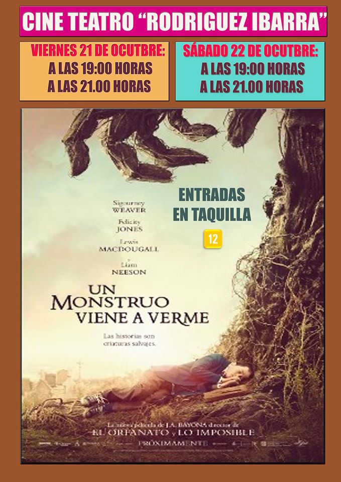 El cine-teatro ‘Rodríguez Ibarra’ acogerá los días 21 y 22 de octubre la proyección de la película ‘Un monstruo viene a verme’