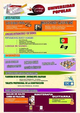 Siguen abiertos los plazos de los nuevos cursos de la Universidad Popular para este otoño