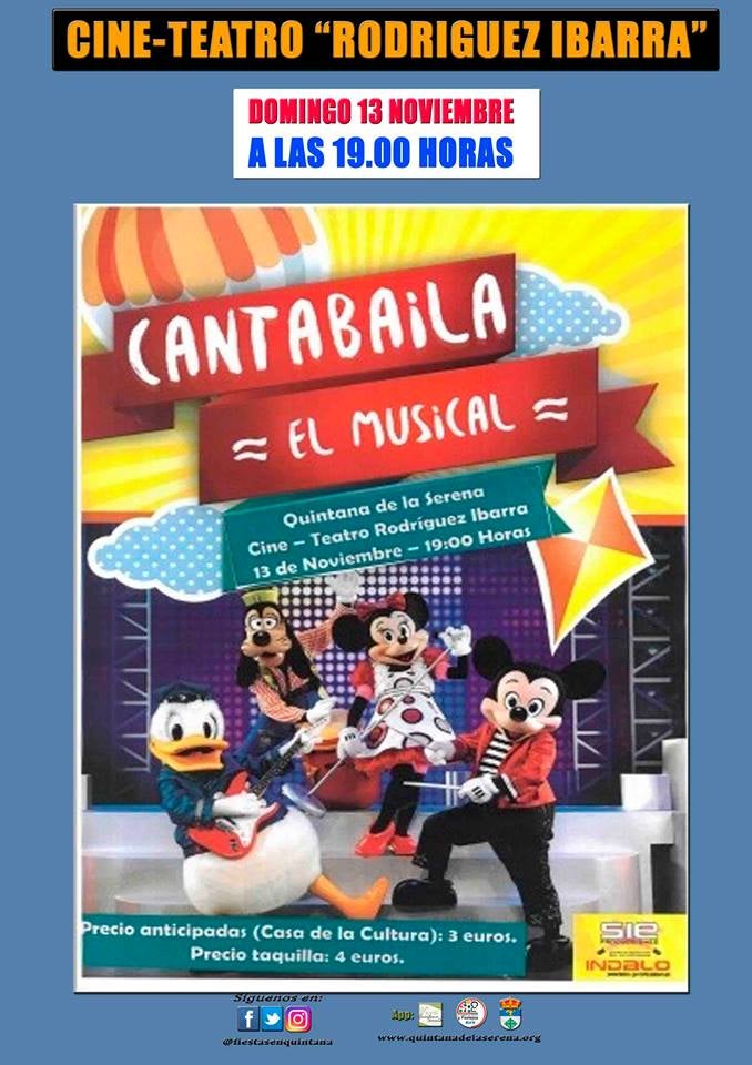 El cine-teatro ‘Rodríguez Ibarra’ acogerá el domingo día 13 el espectáculo infantil Cantabaila ‘El musical’