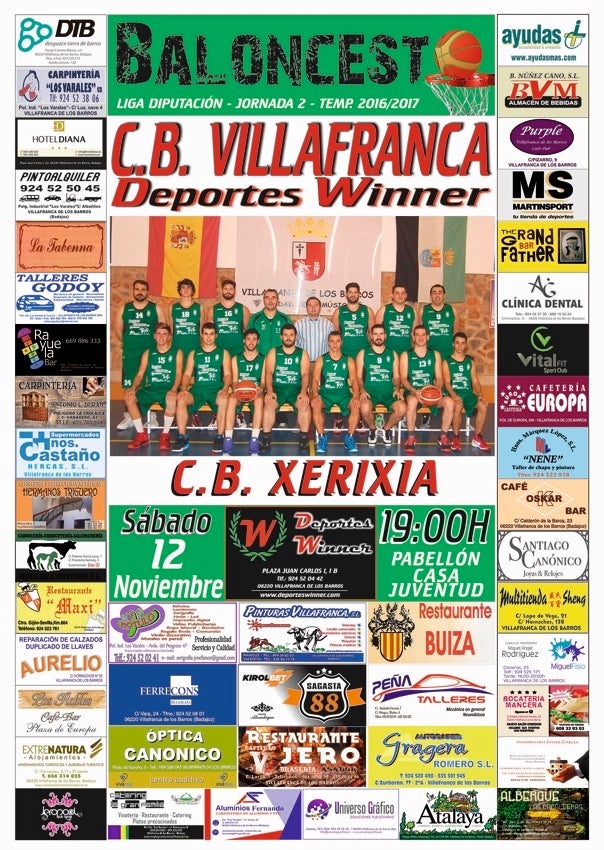 El C.B. Villafranca Deportes Winner recibe el próximo sábado al C.B. Xerixia