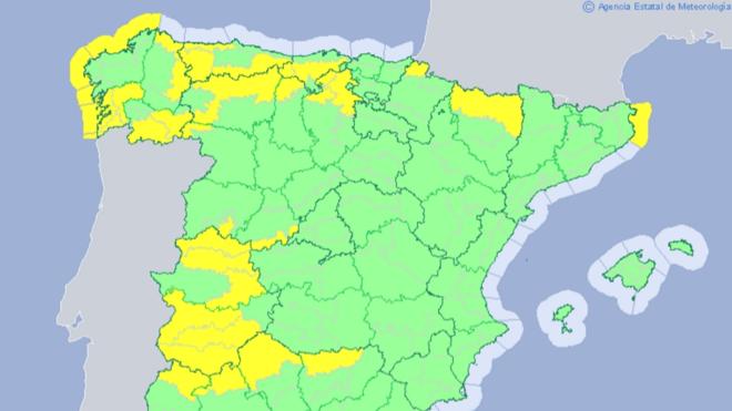 La Aemet amplía los avisos por fuertes lluvias para hoy a gran parte de Extremadura