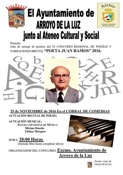 Arroyo celebra el VI Concurso Regional de Poesías y Narraciones Breves ‘Poeta Juan Ramos’