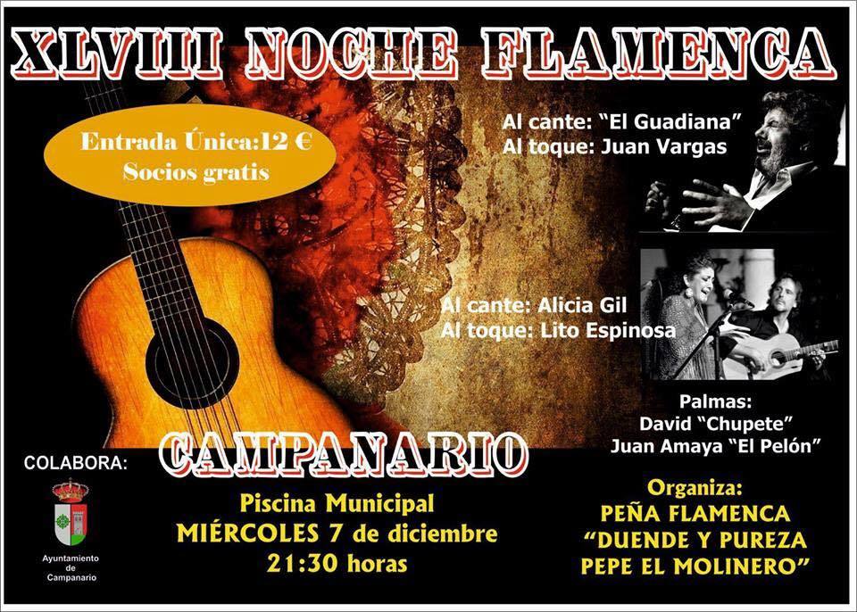 'El Guadiana' y Alicia Gil estarán en la noche flamenca del 7 de diciembre