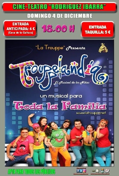 ‘Trouppelandia’, musical infantil, el domingo 4 de diciembre en el cine-teatro Rodríguez Ibarra