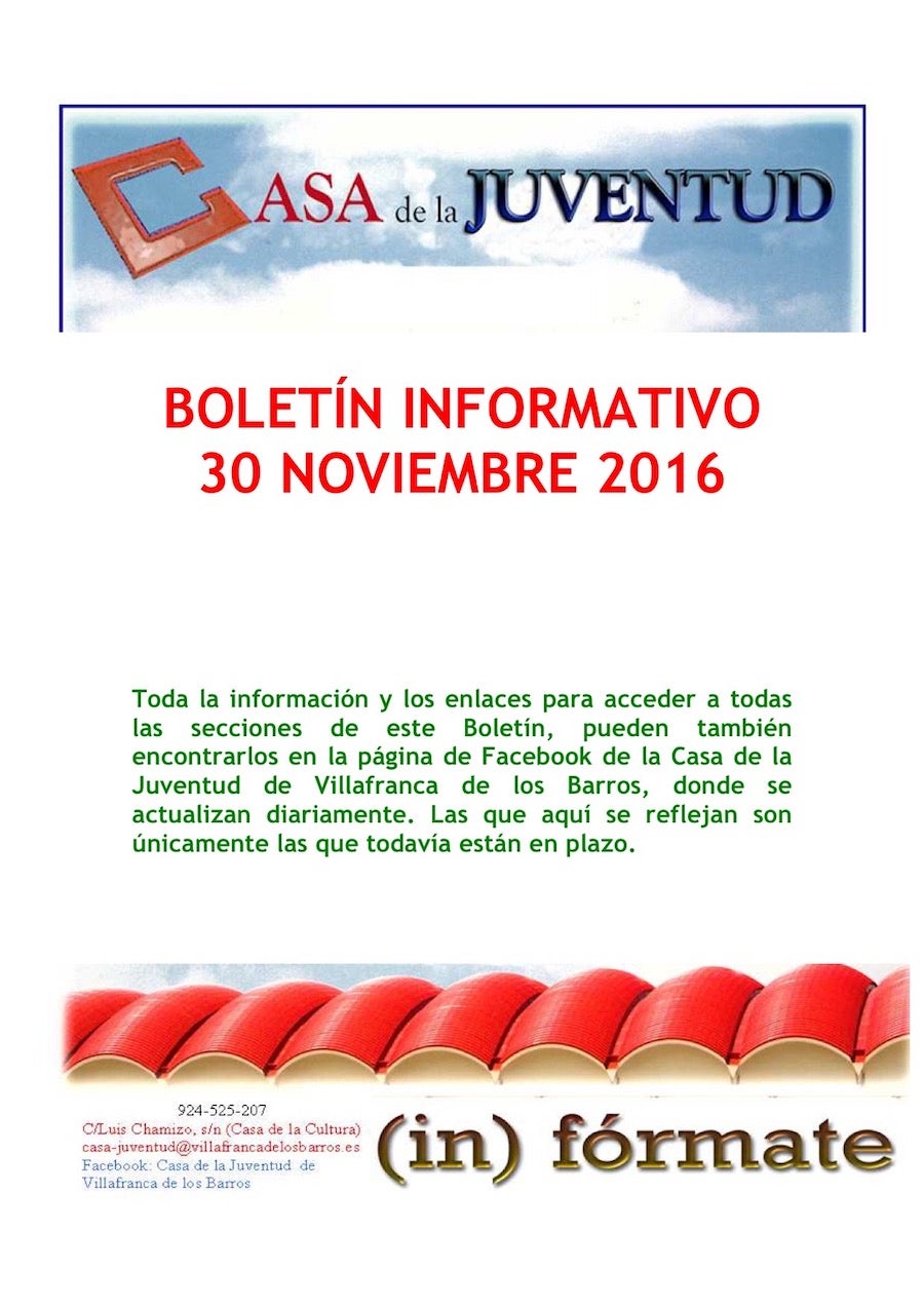 Nuevo boletín informativo de la Casa de la Juventud