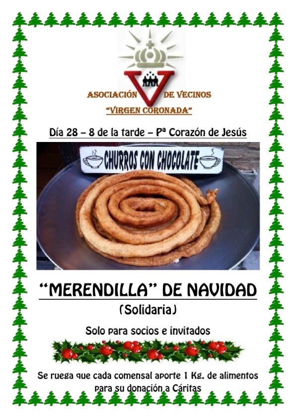 La A. Vecinos de la Coronada celebra el día 28 su tradicional 'Merendilla de Navidad'