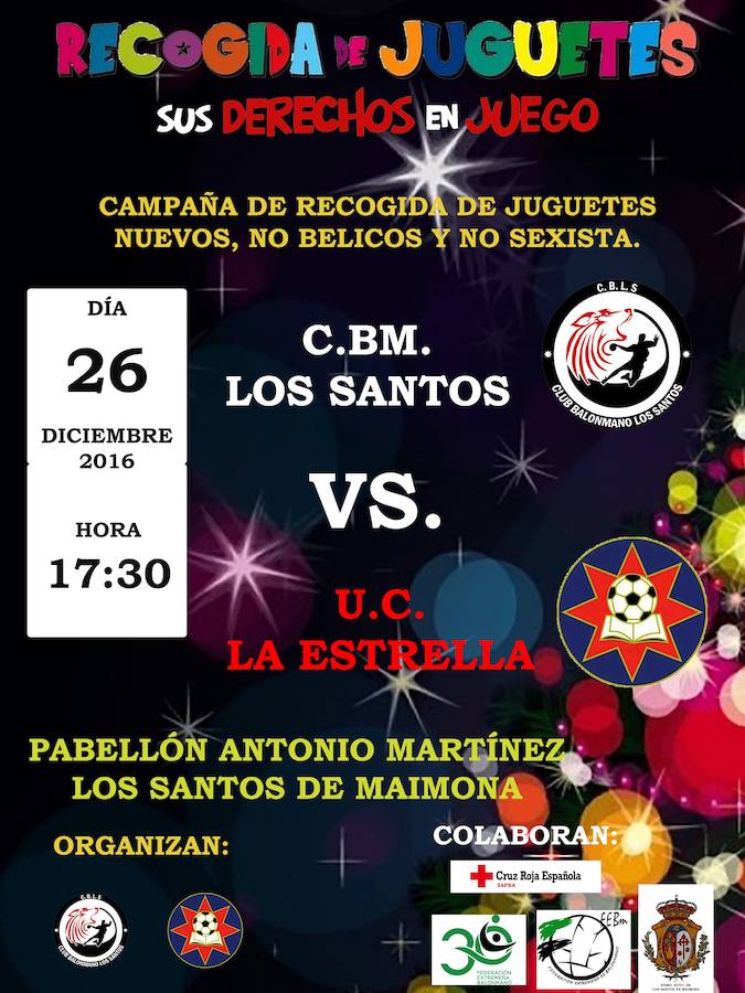 El balonmano y fútbol local de la mano por los niños en navidad