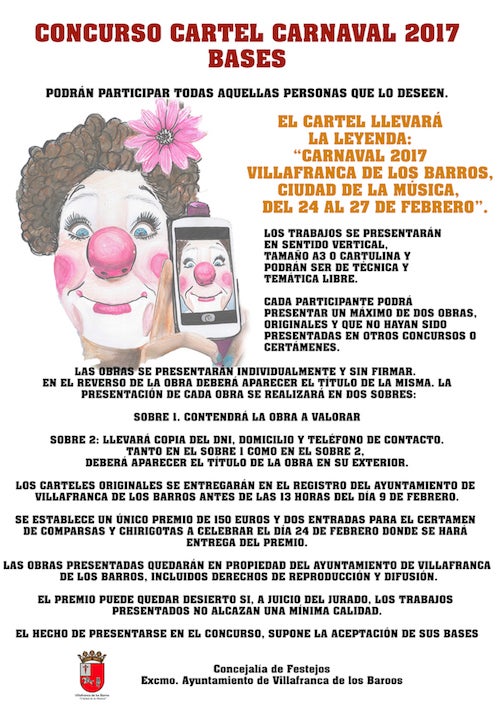 Publicadas las bases para el concurso del cartel del Carnaval de Villafranca