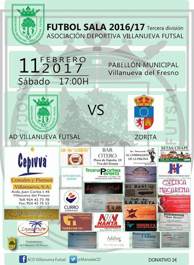 El AD Villanueva Fútsal tercera división jugará en casa contra el Zorita
