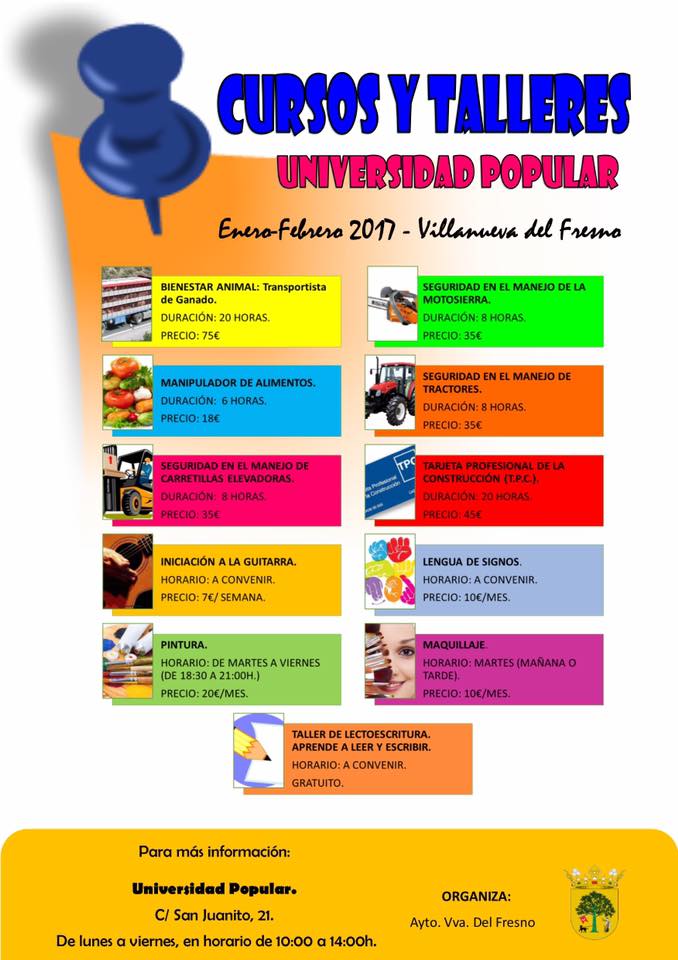 La Universidad popular oferta nuevos cursos y talleres