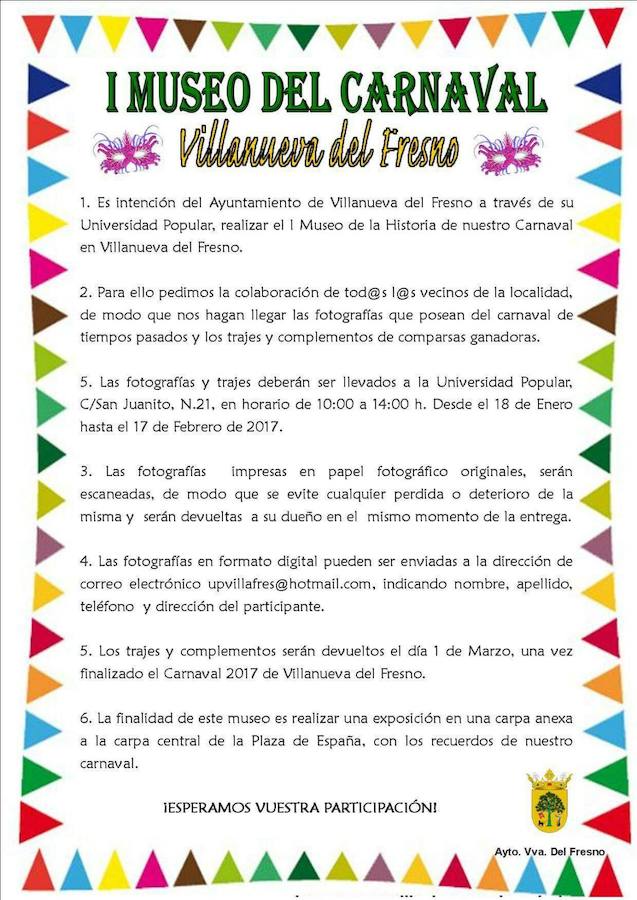 El Ayuntamiento solicita colaboración para montar el I Museo del Carnaval