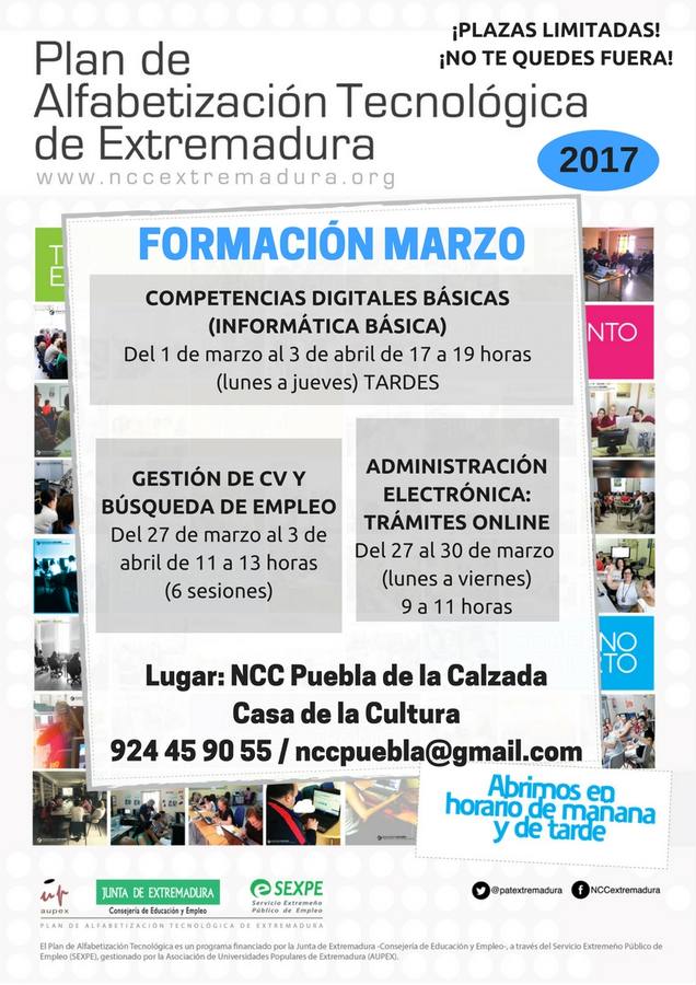 El NCC ofrece tres nuevos cursos durante el mes de marzo