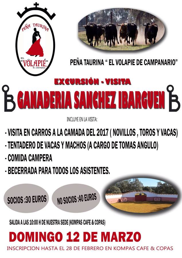 La Peña Taurina 'El Volapié' visita el domingo la ganadería Sánchez Ibargüen